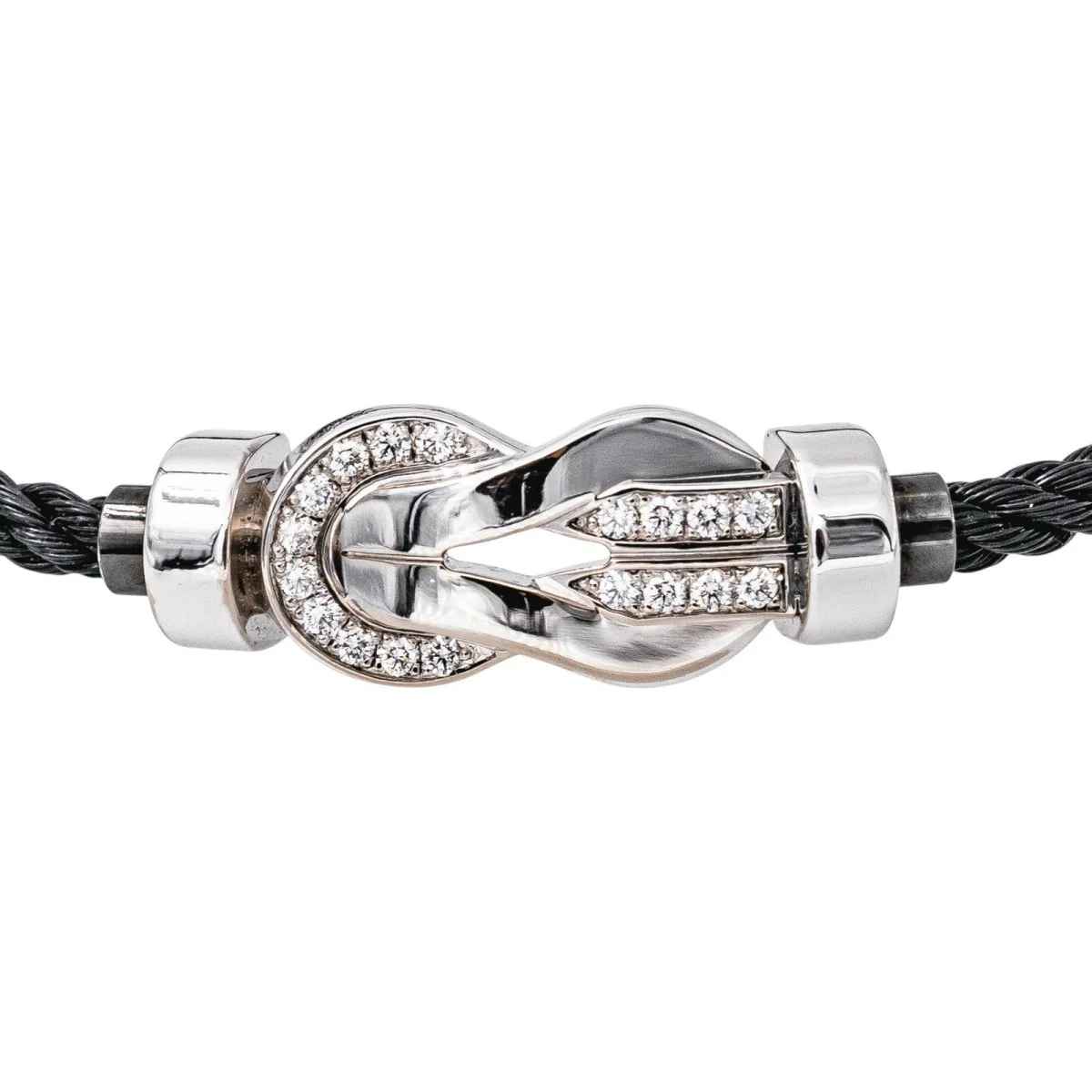 Bracelet FRED "Chance Infinie" en or blanc, acier, nylon et diamants - Image 4