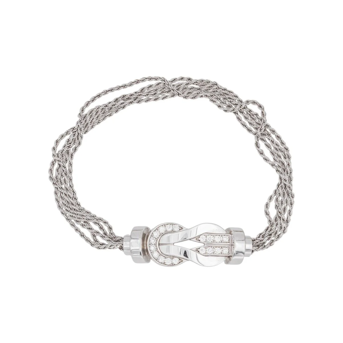 Bracelet Maille FRED "Chance Infinie" en or blanc et diamants