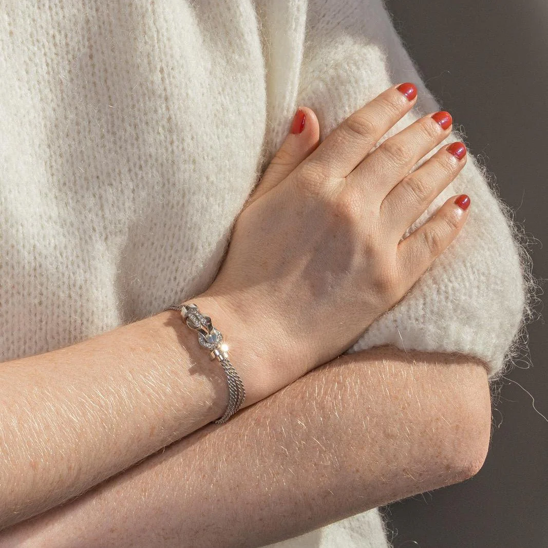 Bracelet Maille FRED "Chance Infinie" en or blanc et diamants - Image 2