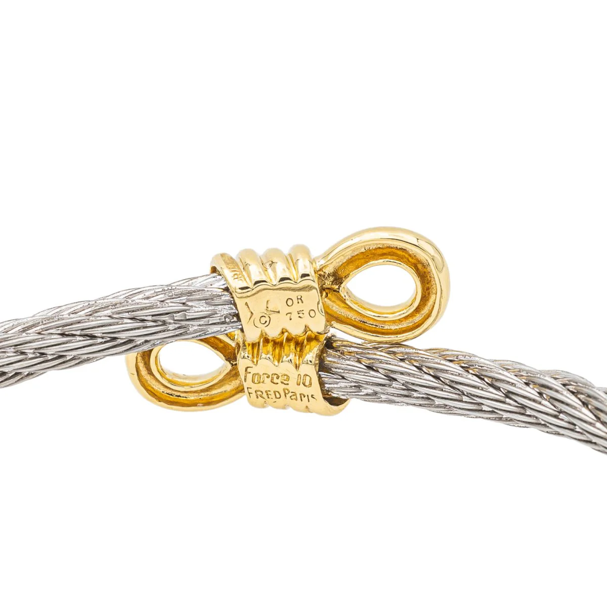 Bracelet Jonc FRED "Force 10" en or jaune et acier - Image 5