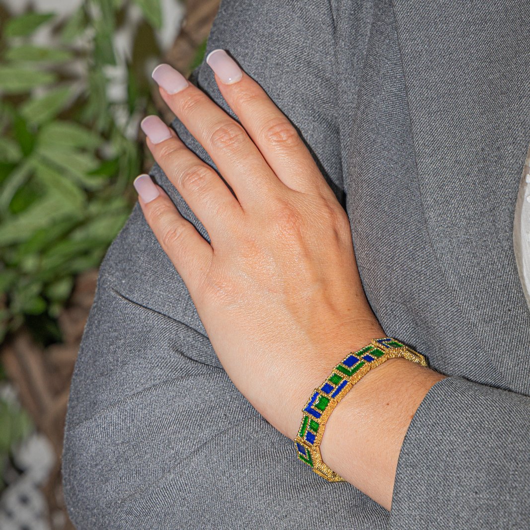 Bracelet FRED et GEORLAND en émail et or jaune - Image 2