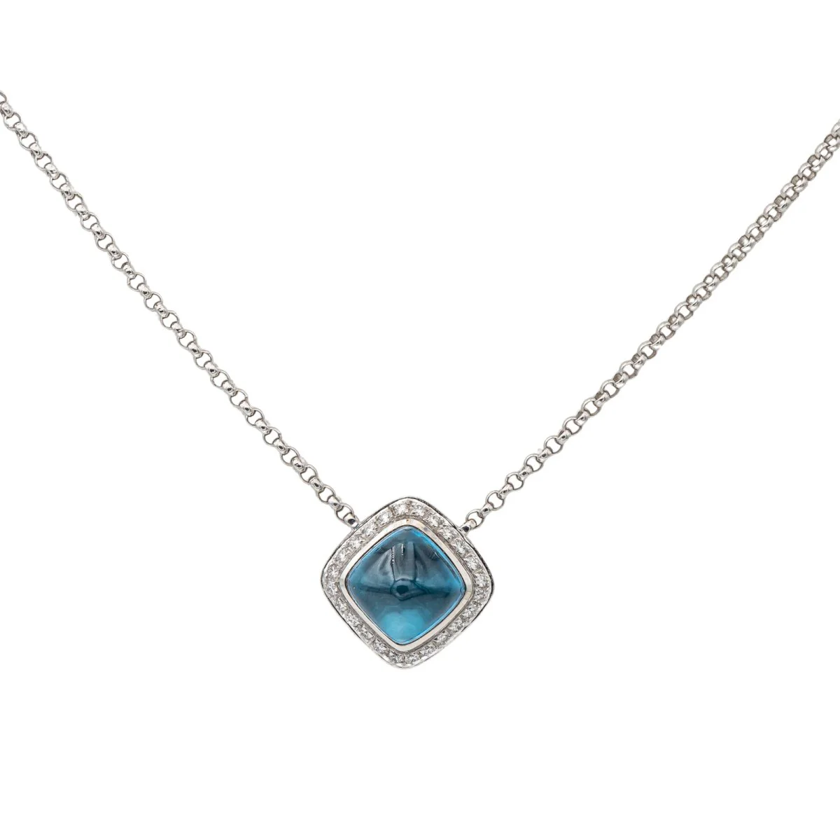 Collier FRED "Pain de sucre" en or blanc, topaze et diamants