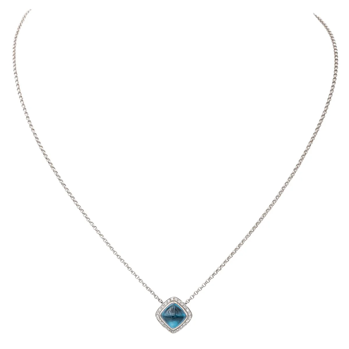 Collier FRED "Pain de sucre" en or blanc, topaze et diamants - Image 3
