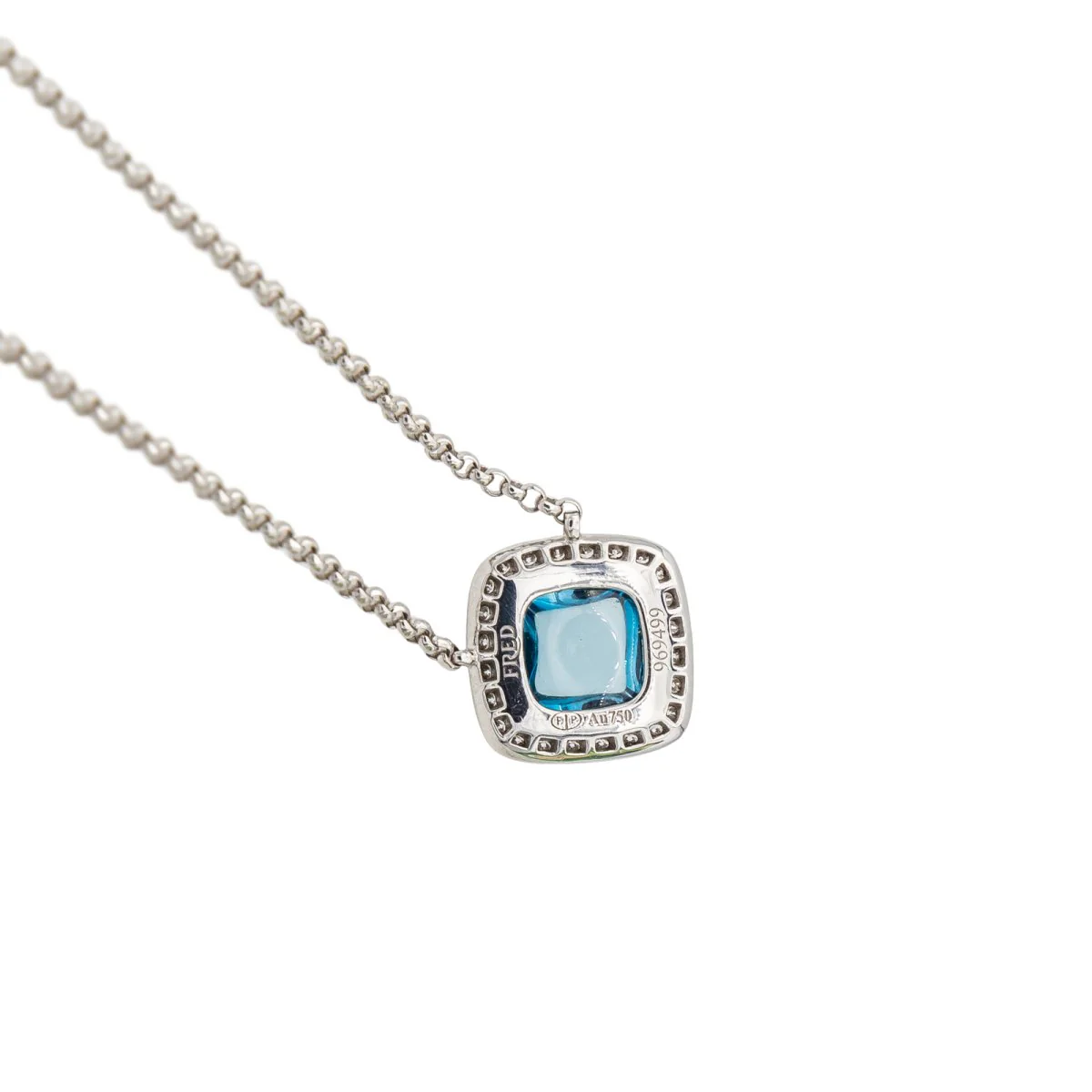 Collier FRED "Pain de sucre" en or blanc, topaze et diamants - Image 4