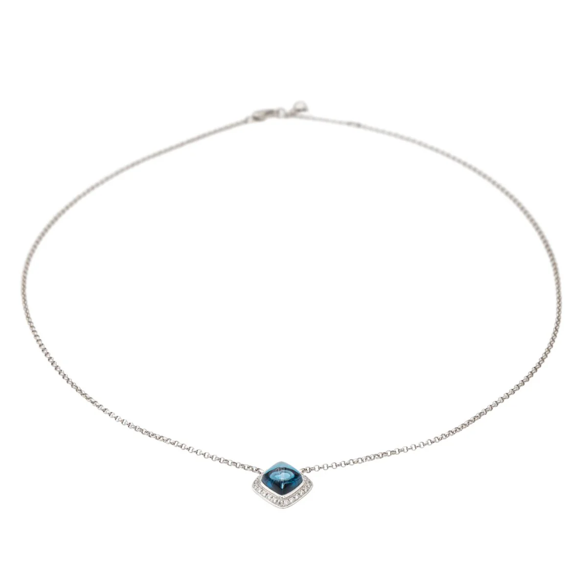 Collier FRED "Pain de sucre" en or blanc, topaze et diamants - Image 6