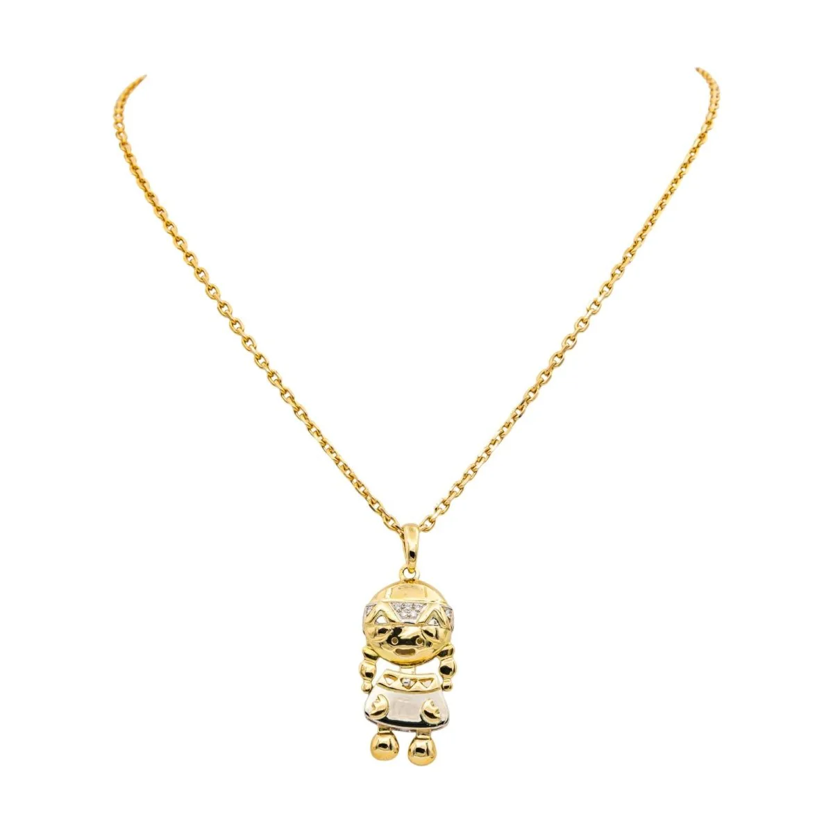 Collier Pendentif FRED en or jaune et diamants