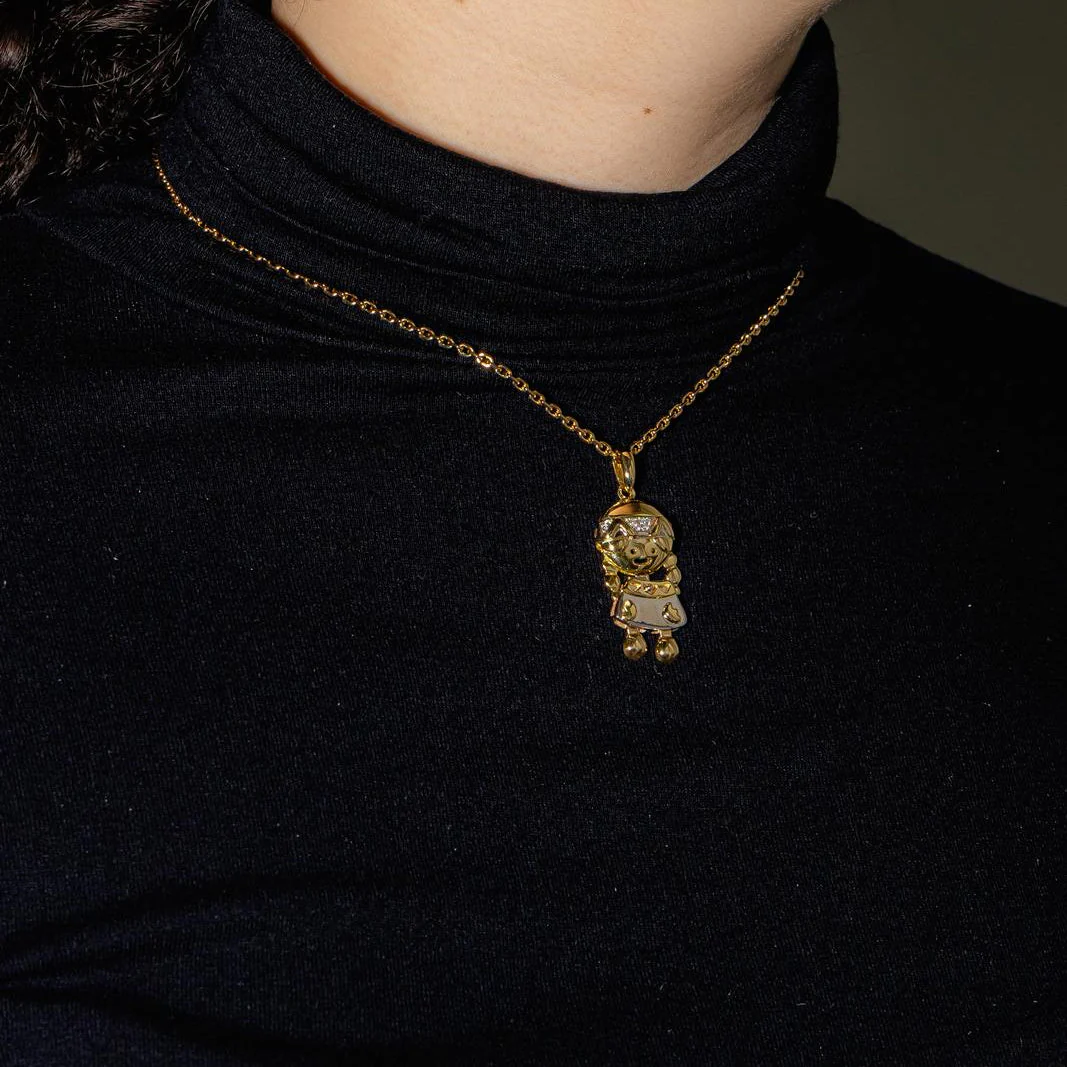 Collier Pendentif FRED en or jaune et diamants - Image 2