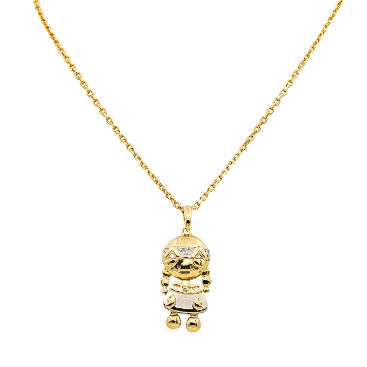 Collier Pendentif FRED en or jaune et diamants - Image 3