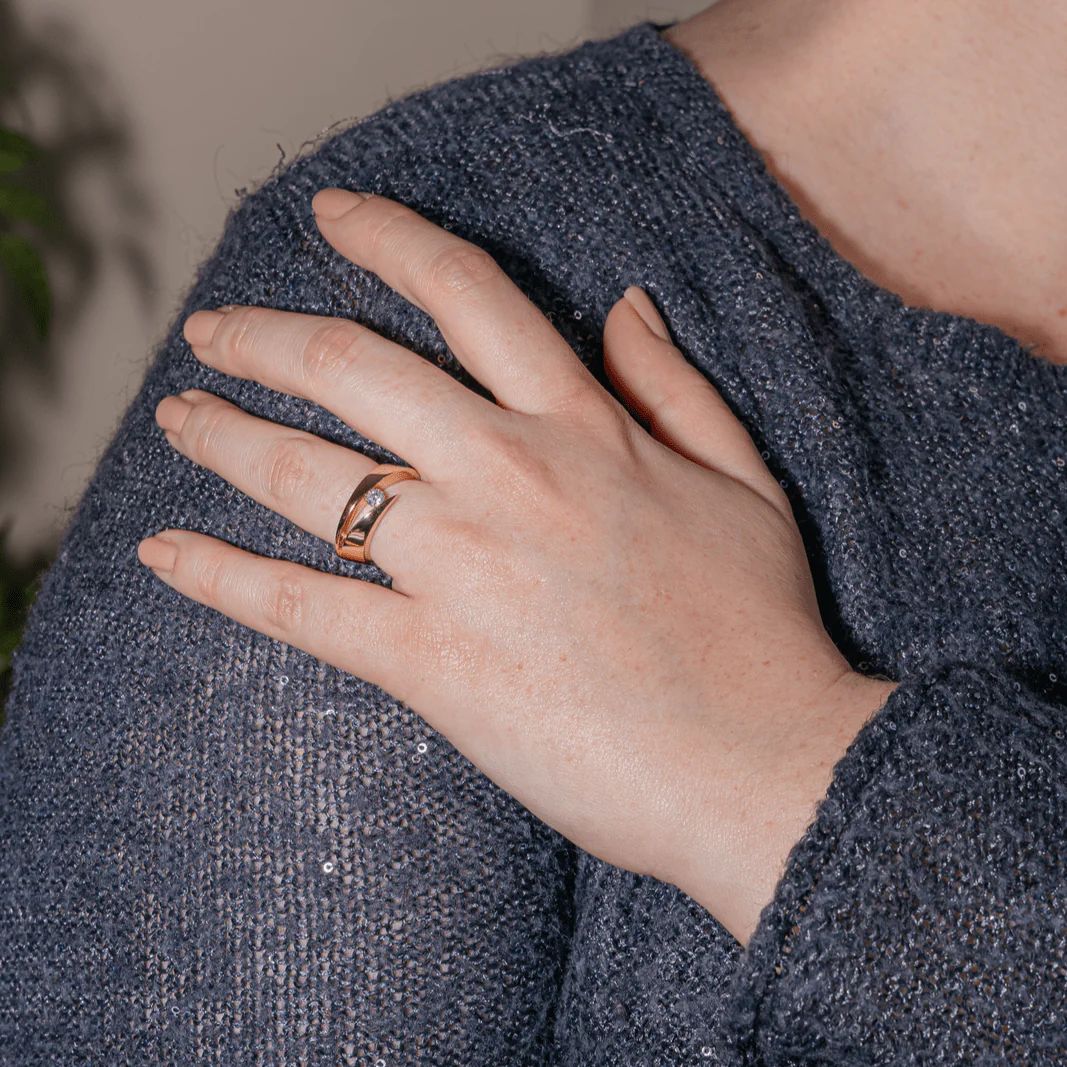 Bague Solitaire GAREL en or rose et diamant - Image 2