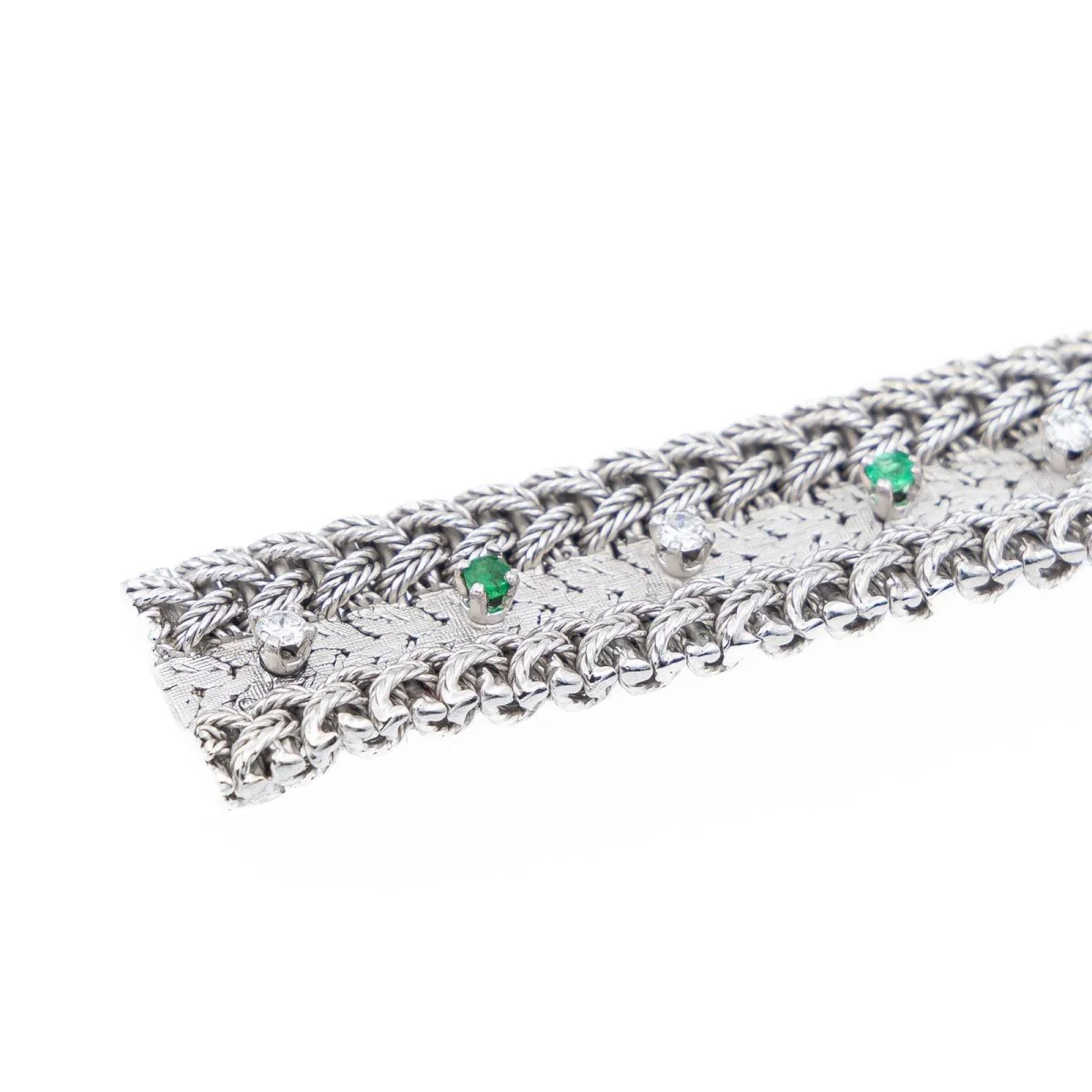 Bracelet Maille GAY FRÈRES en or blanc, émeraudes et diamants - Image 3