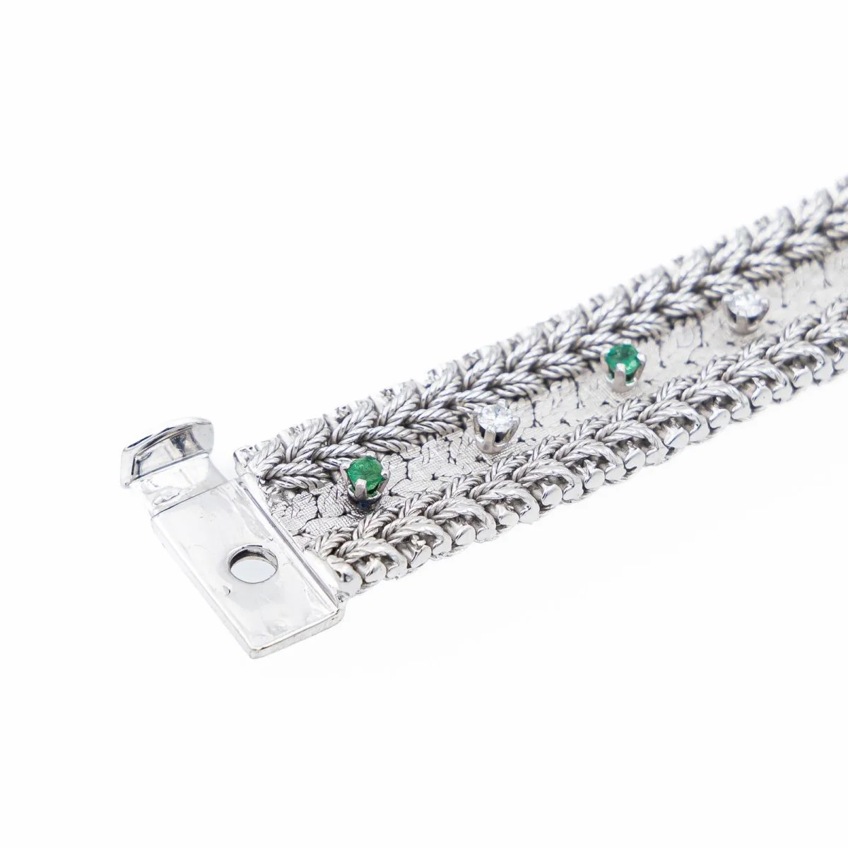 Bracelet Maille GAY FRÈRES en or blanc, émeraudes et diamants - Image 6