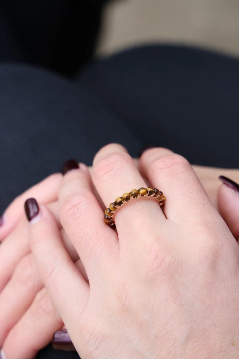 Ginette NY Bague Alliance Maria Or rose Œil de tigre - Image 2