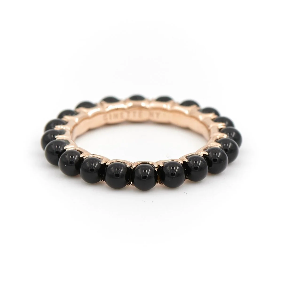 Bague Alliance GINETTE NY "Maria" en or rose et onyx