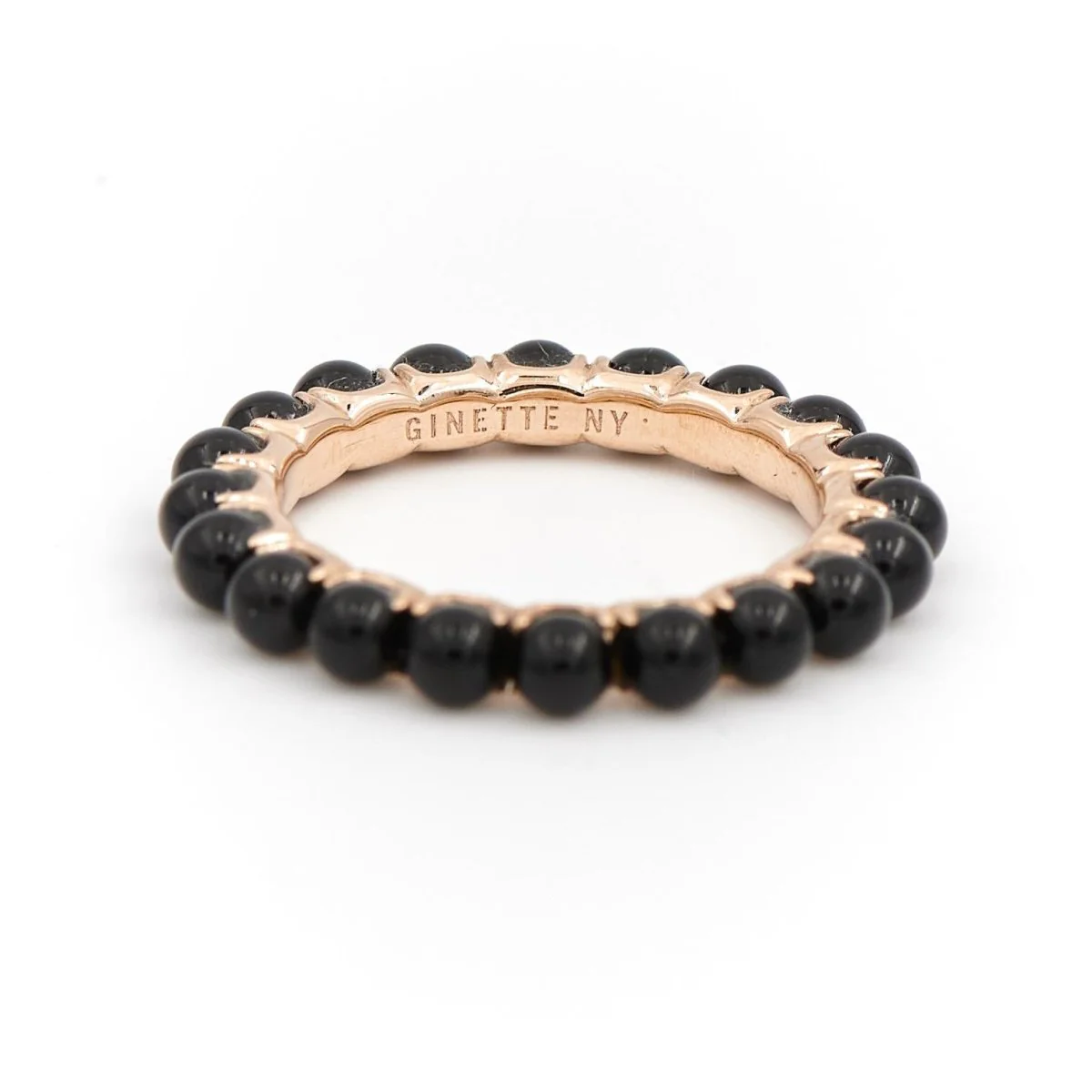 Bague Alliance GINETTE NY "Maria" en or rose et onyx - Image 2