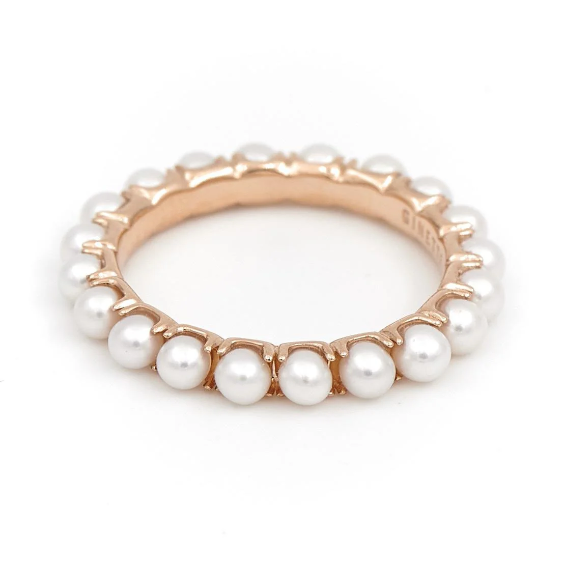 Ginette NY Bague Alliance Maria Or rose Perle
