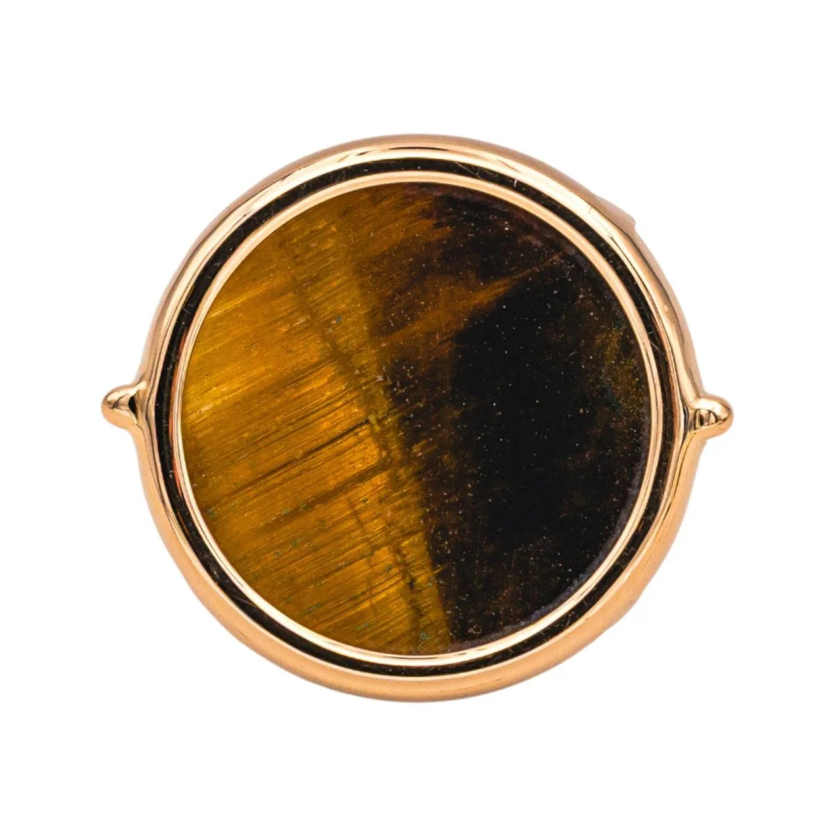 Bague Cocktail GINETTE NY "Ever Tiger Eye Disc" en or rose et oeil du tigre