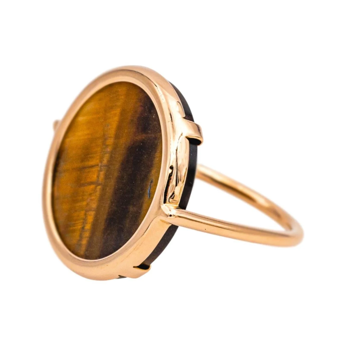 Bague Cocktail GINETTE NY "Ever Tiger Eye Disc" en or rose et oeil du tigre - Image 3