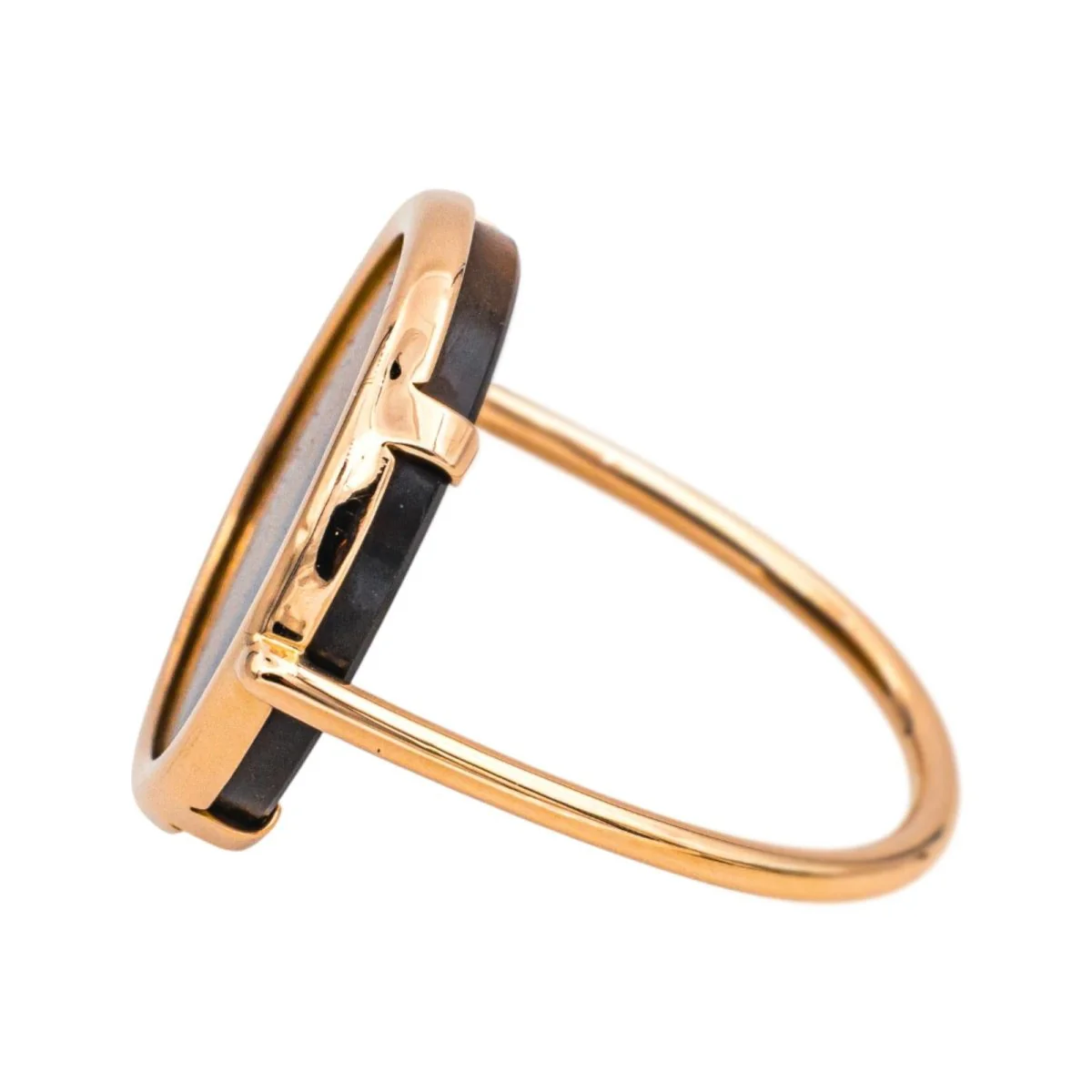 Bague Cocktail GINETTE NY "Ever Tiger Eye Disc" en or rose et oeil du tigre - Image 4