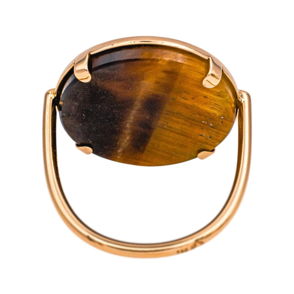 Bague Cocktail GINETTE NY "Ever Tiger Eye Disc" en or rose et oeil du tigre - Image 5