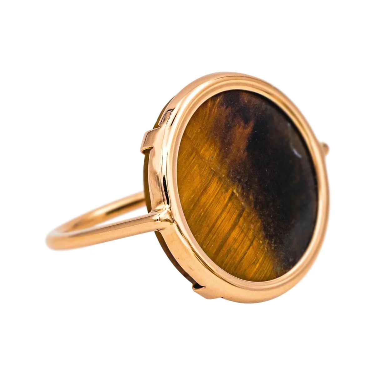 Bague Cocktail GINETTE NY "Ever Tiger Eye Disc" en or rose et oeil du tigre - Image 6