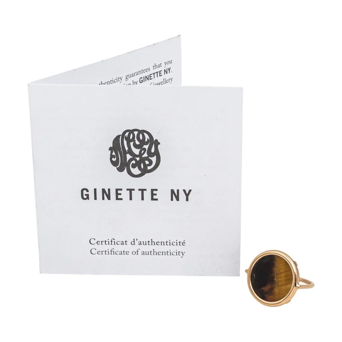Bague Cocktail GINETTE NY "Ever Tiger Eye Disc" en or rose et oeil du tigre - Image 9
