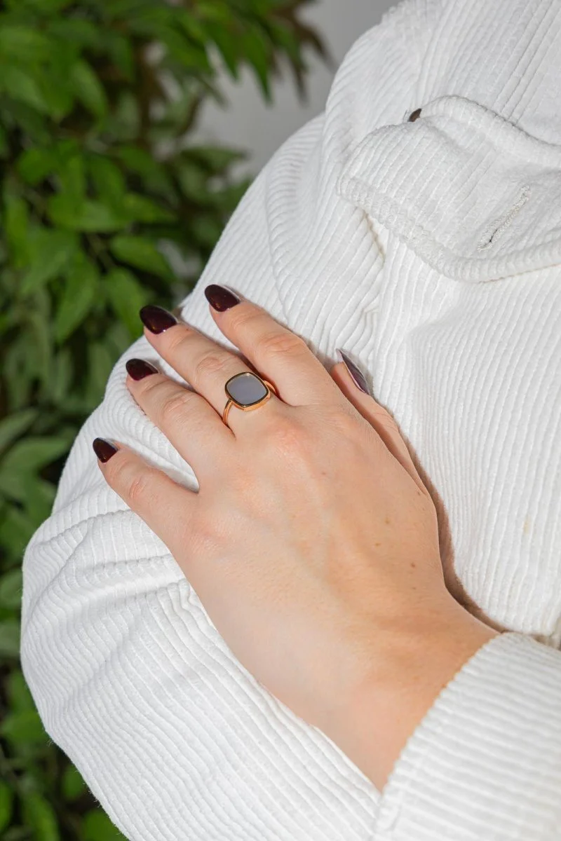 Ginette NY Bague White mop antique Or rose Nacre - Image 2