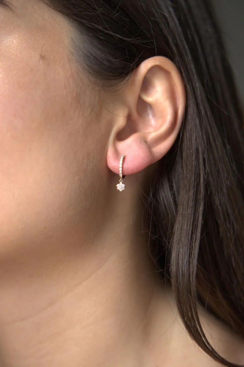 Ginette NY Boucles d'oreilles Be mine lotus solo Or rose Diamant - Image 2