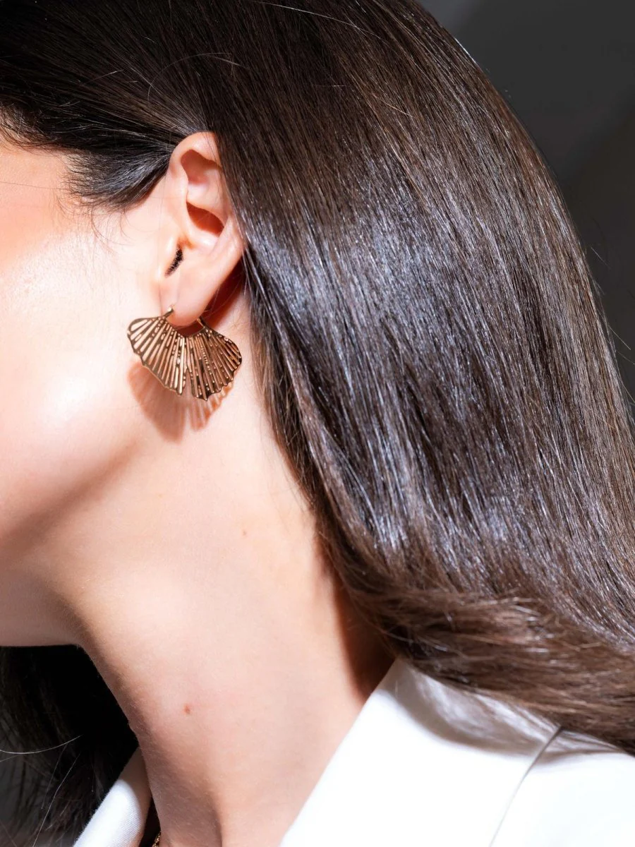 Ginette NY Boucles d'oreilles Ginkgo  Or rose - Image 2