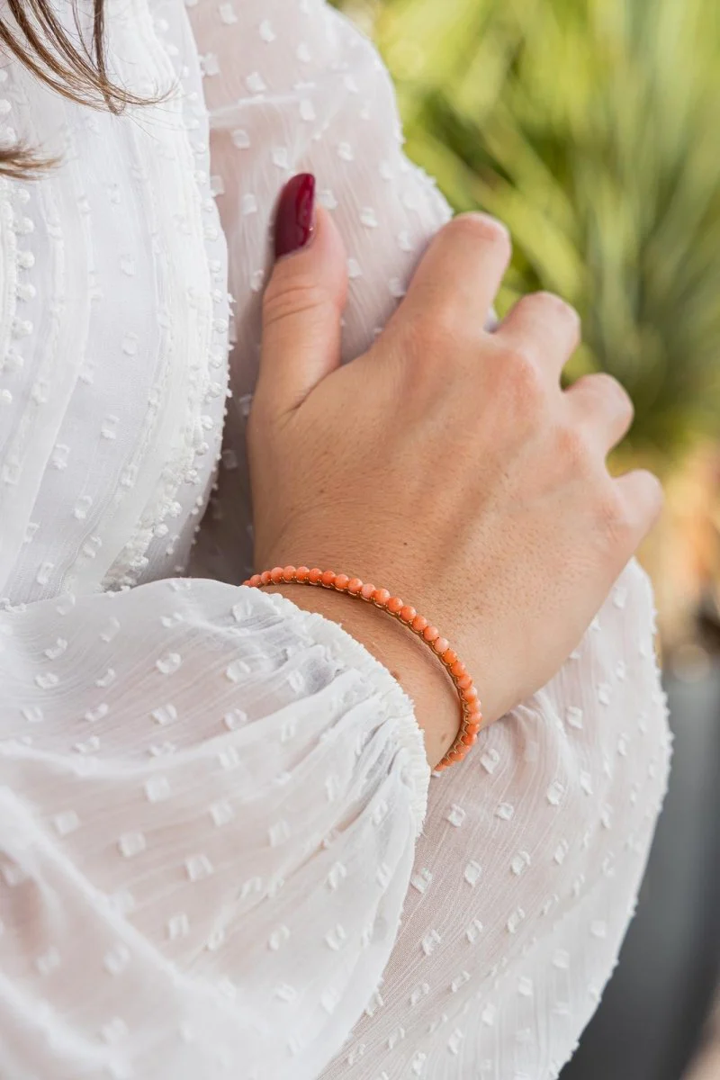 Bracelet GINETTE NY, "Maria", en Or rose et Corail - Image 2