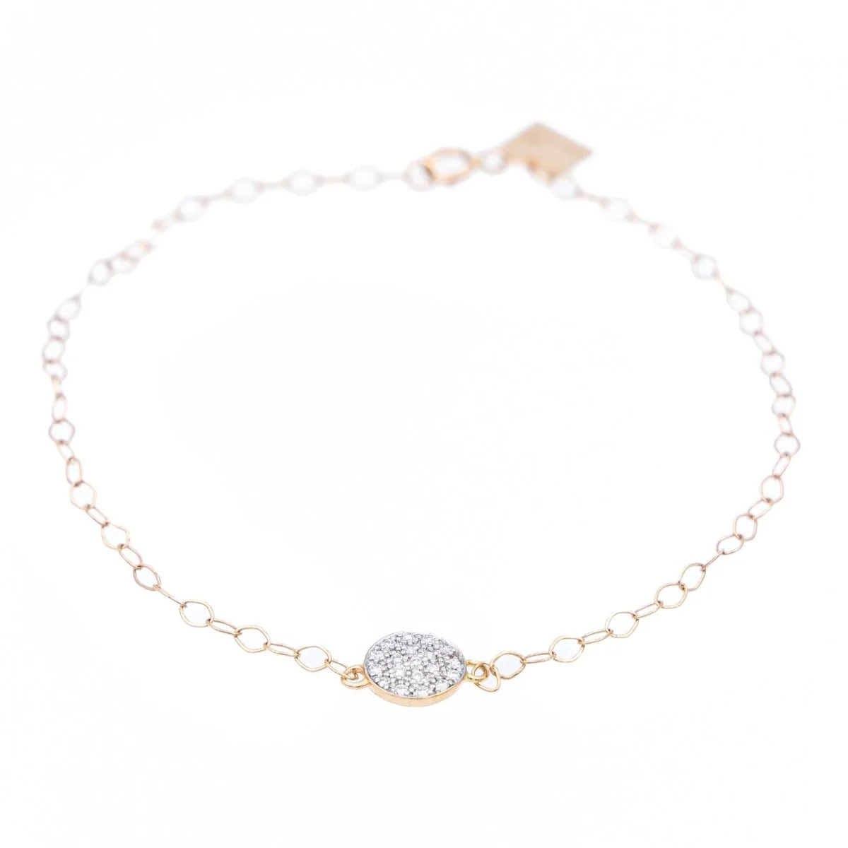 Ginette NY Bracelet Mini Diamond Ever Disc Bracelet Or rose diamant