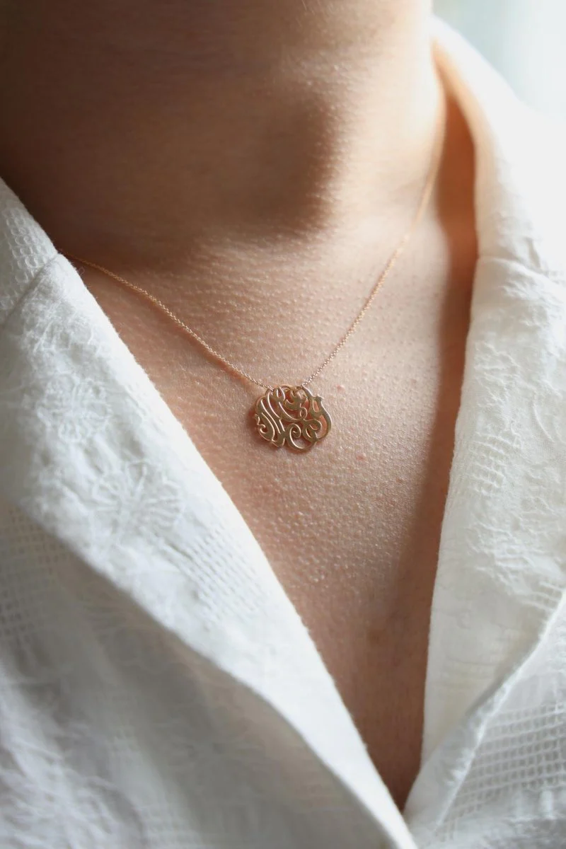 Ginette NY Collier Baby Lace Monogram Or rose - Image 2