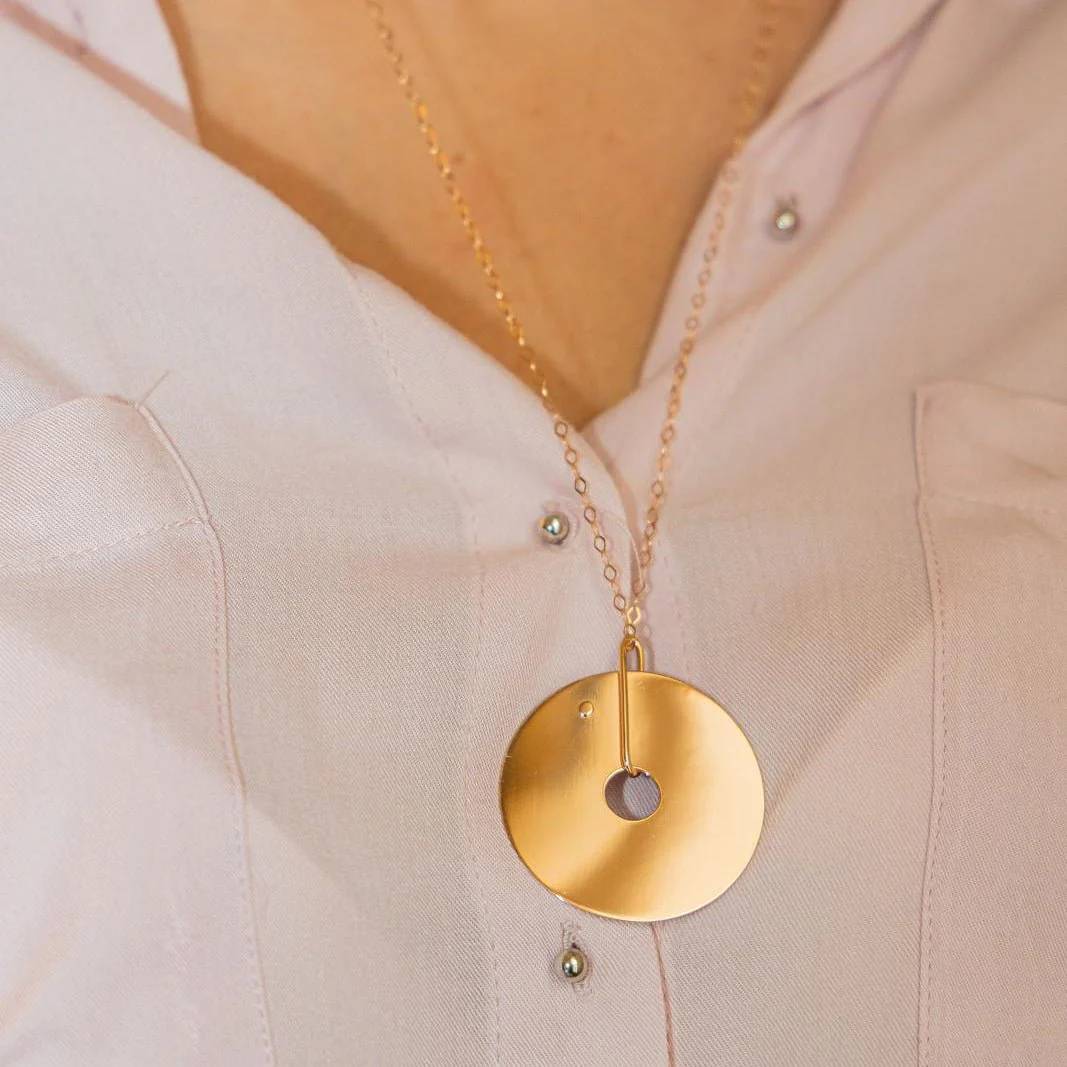 Collier Pendentif GINETTE NY "Jumbo donut on chain" en or rose - Image 2