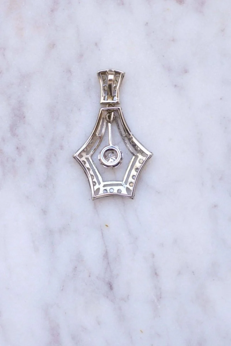 Grand pendentif Art Déco or blanc et diamants - Image 7