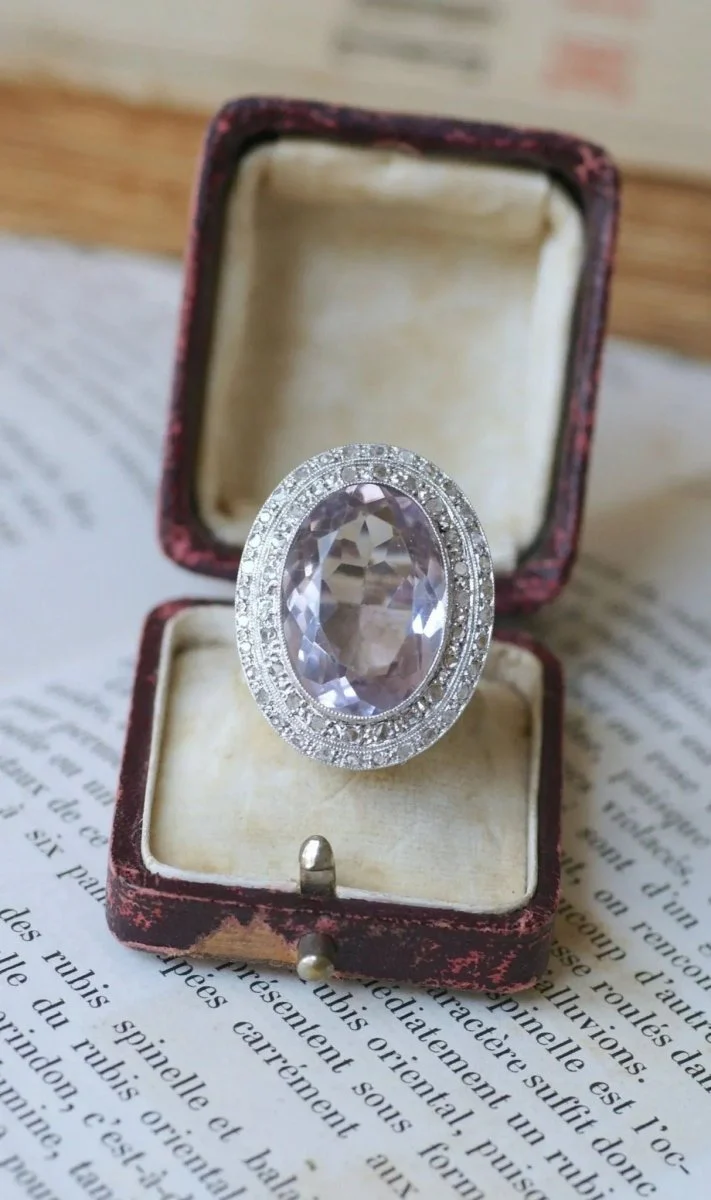 Grande Bague Art Déco Améthyste et Diamants