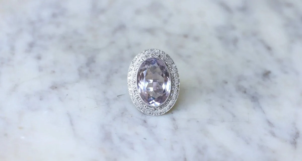 Grande Bague Art Déco Améthyste et Diamants - Image 10