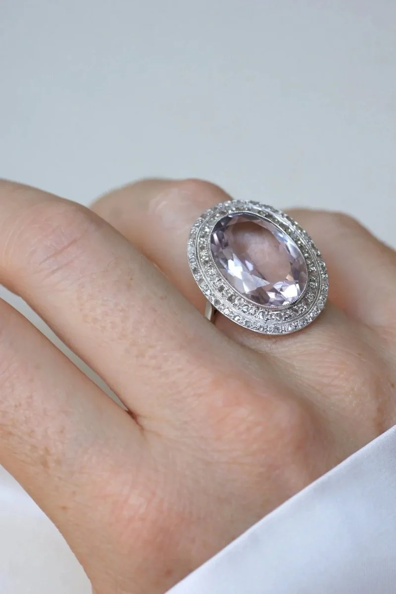Grande Bague Art Déco Améthyste et Diamants - Image 2