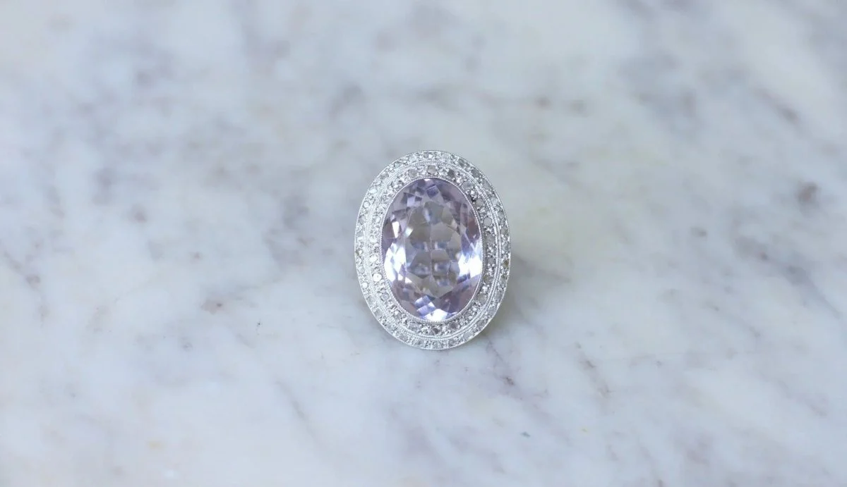 Grande Bague Art Déco Améthyste et Diamants - Image 3