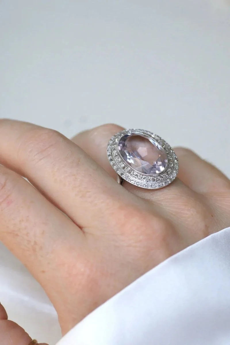 Grande Bague Art Déco Améthyste et Diamants - Image 4