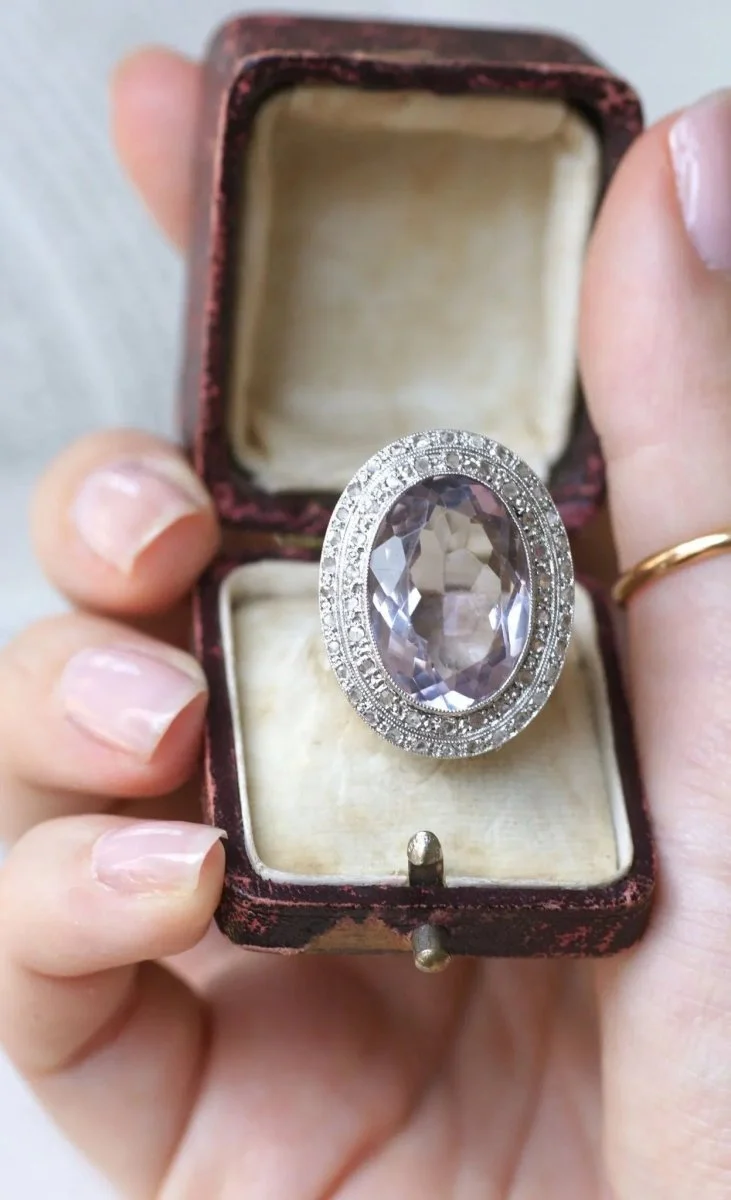 Grande Bague Art Déco Améthyste et Diamants - Image 6