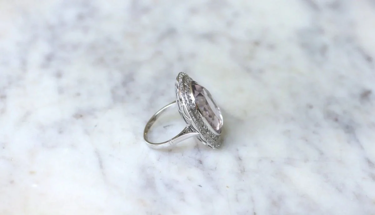 Grande Bague Art Déco Améthyste et Diamants - Image 7