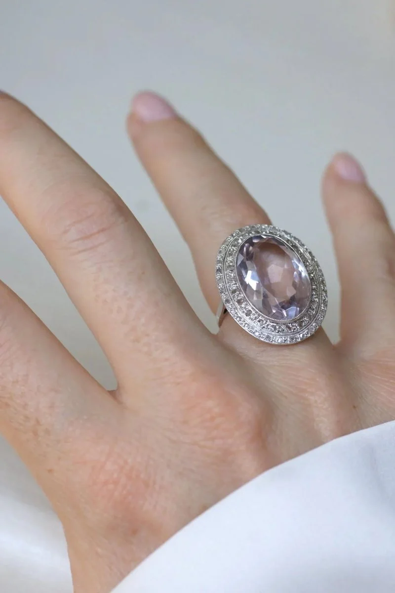 Grande Bague Art Déco Améthyste et Diamants - Image 8