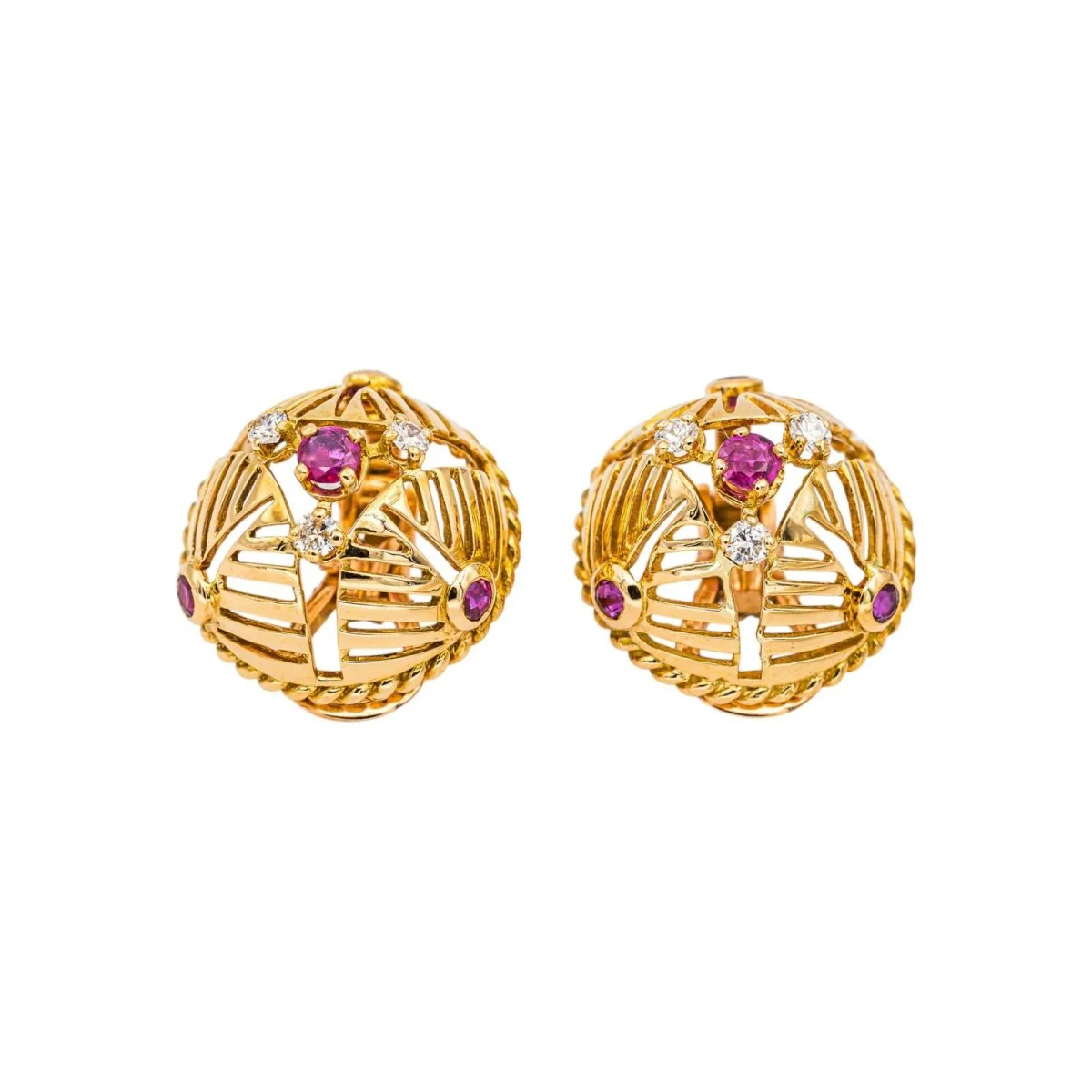 Gübelin Boucles d'oreilles Clips Or jaune Rubis - Image 11