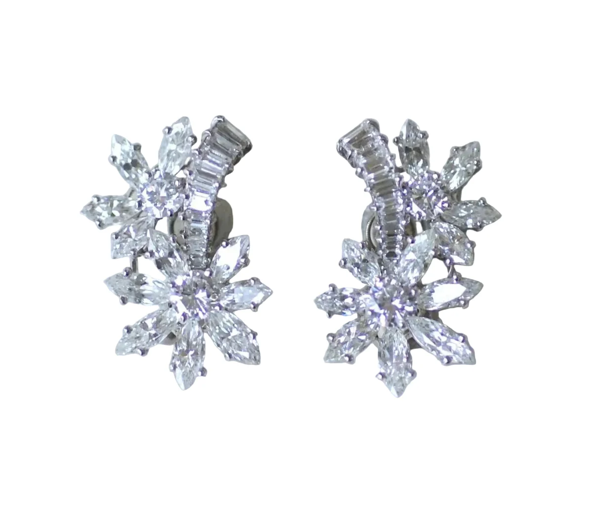 Boucles d'oreilles GUILLEMIN & SOULAINE pour FRED en or blanc, platine et diamants