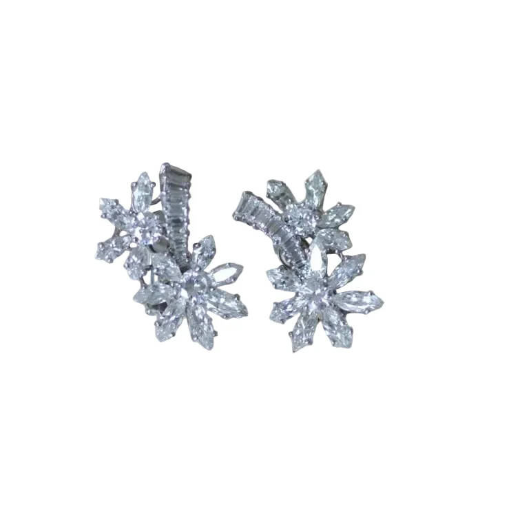 Boucles d'oreilles GUILLEMIN & SOULAINE pour FRED en or blanc, platine et diamants - Image 3