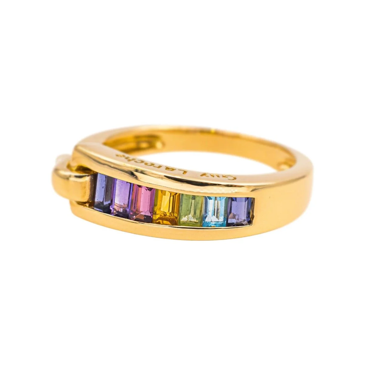 Bague Bandeau GUY LAROCHE en or jaune, améthyste, citrine, grenat, péridot et topaze - Image 3