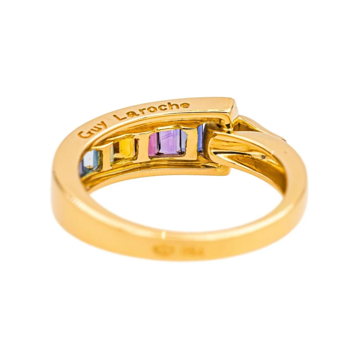 Bague Bandeau GUY LAROCHE en or jaune, améthyste, citrine, grenat, péridot et topaze - Image 5