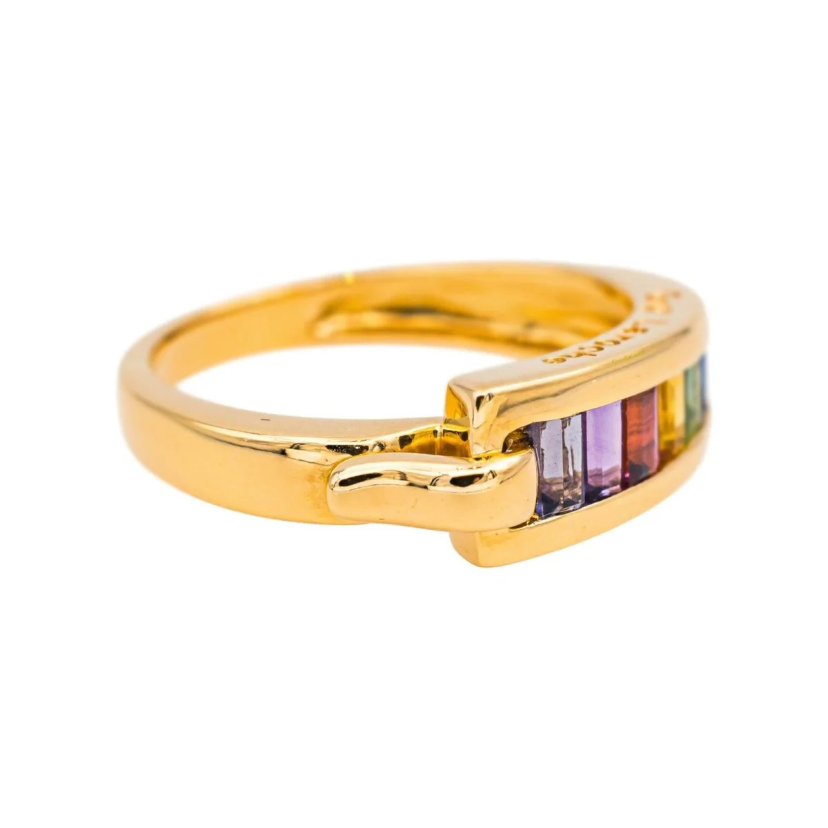 Bague Bandeau GUY LAROCHE en or jaune, améthyste, citrine, grenat, péridot et topaze - Image 6
