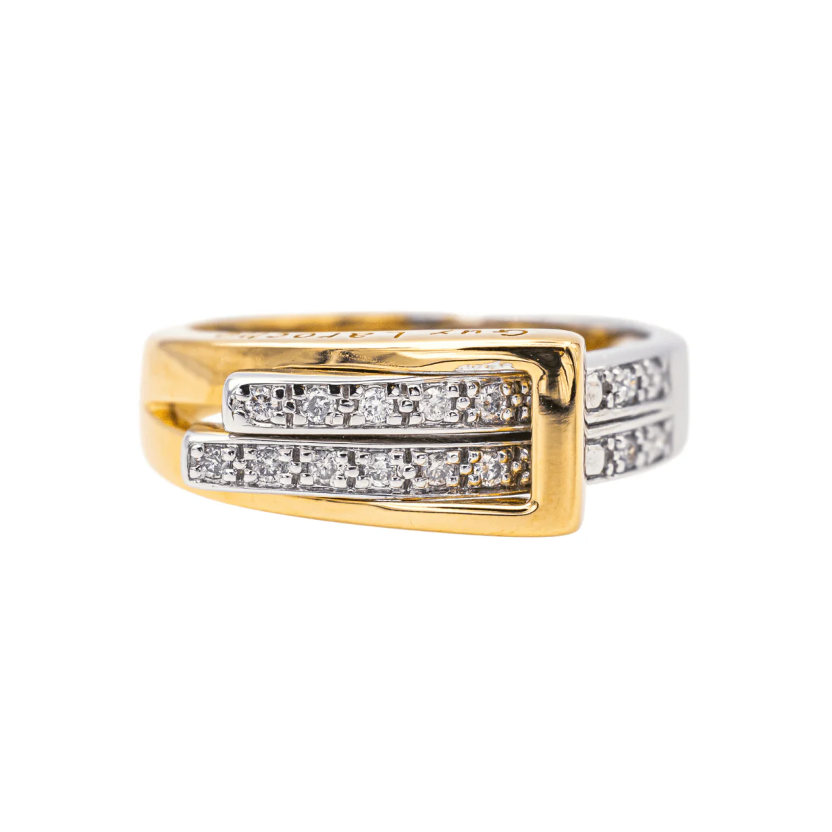 Bague Jonc GUY LAROCHE en or jaune, or blanc et diamants