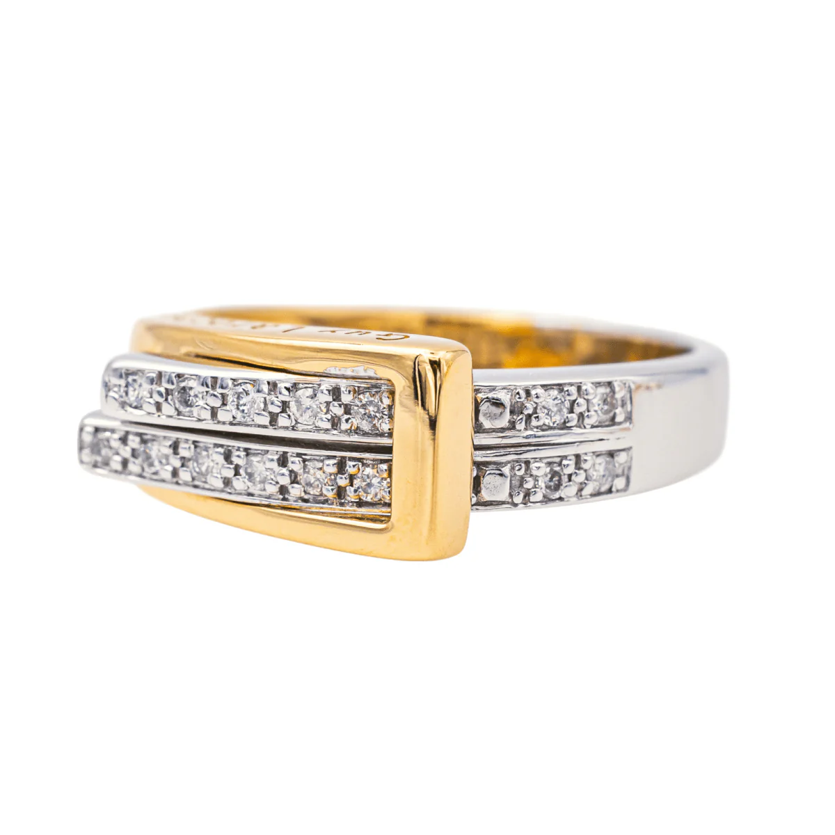 Bague Jonc GUY LAROCHE en or jaune, or blanc et diamants - Image 3