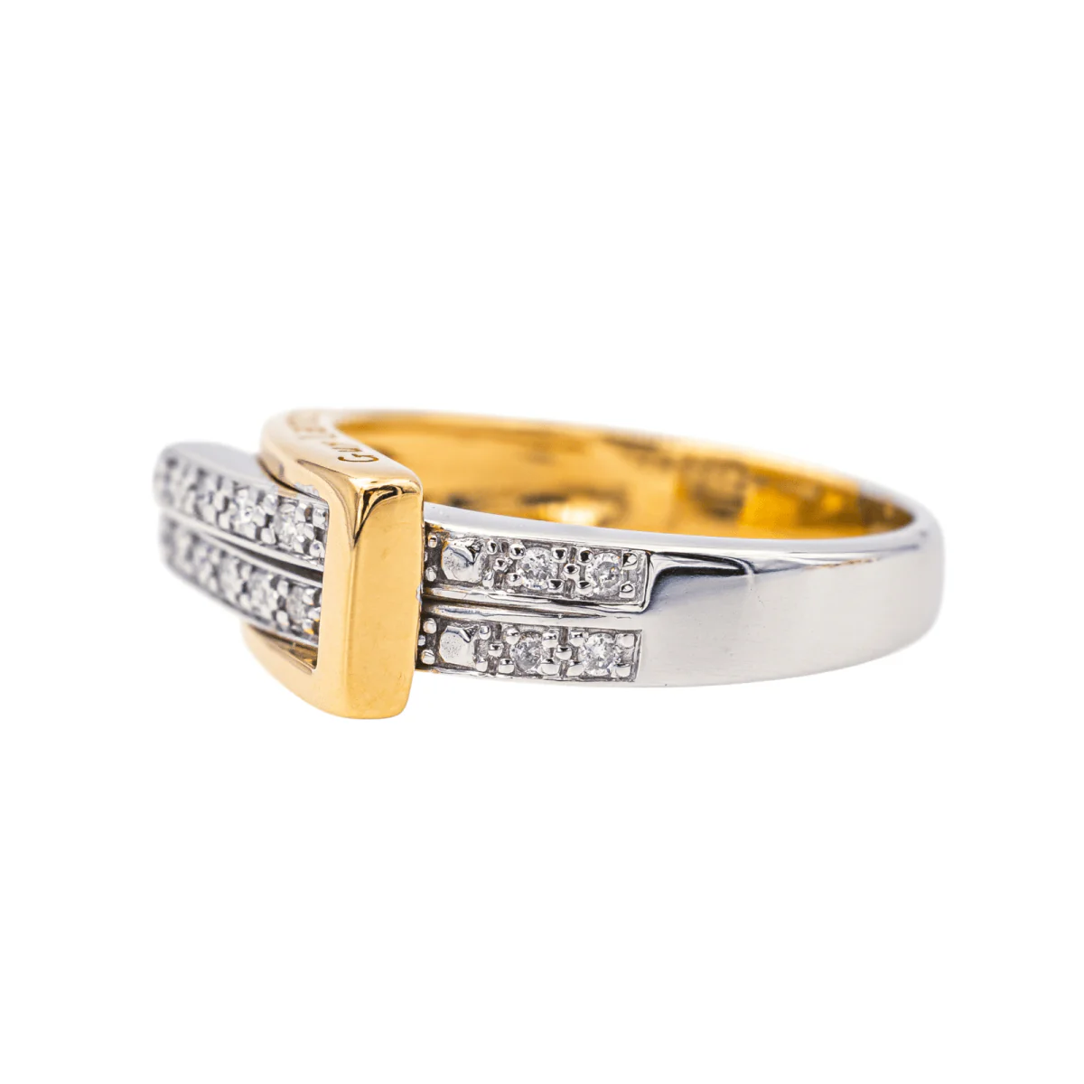 Bague Jonc GUY LAROCHE en or jaune, or blanc et diamants - Image 4